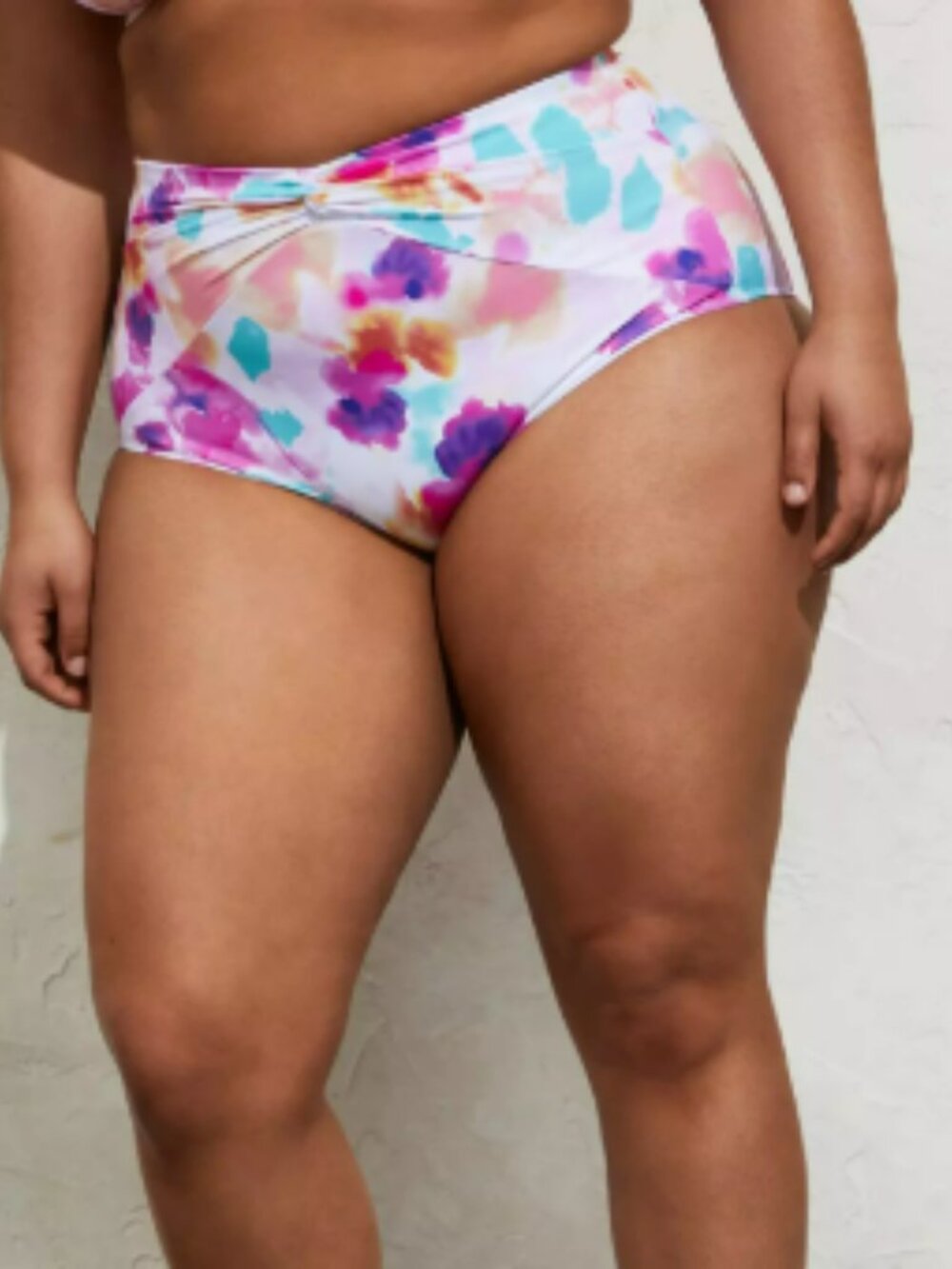Torrid High-Rise Knot Front Swim Bottom Pink Floral size 2X